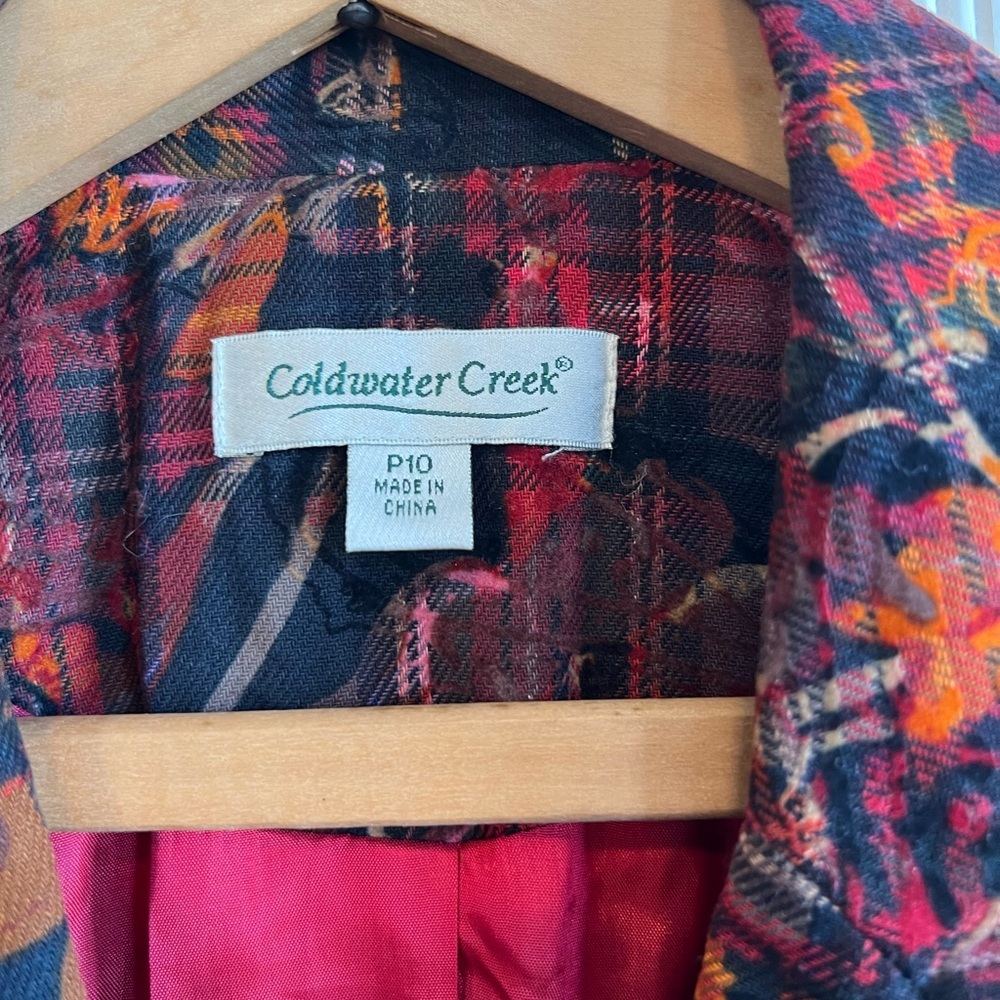Coldwater Creek women’s jacket petite 10 Paisley plaid cottage core - Picture 4 of 8